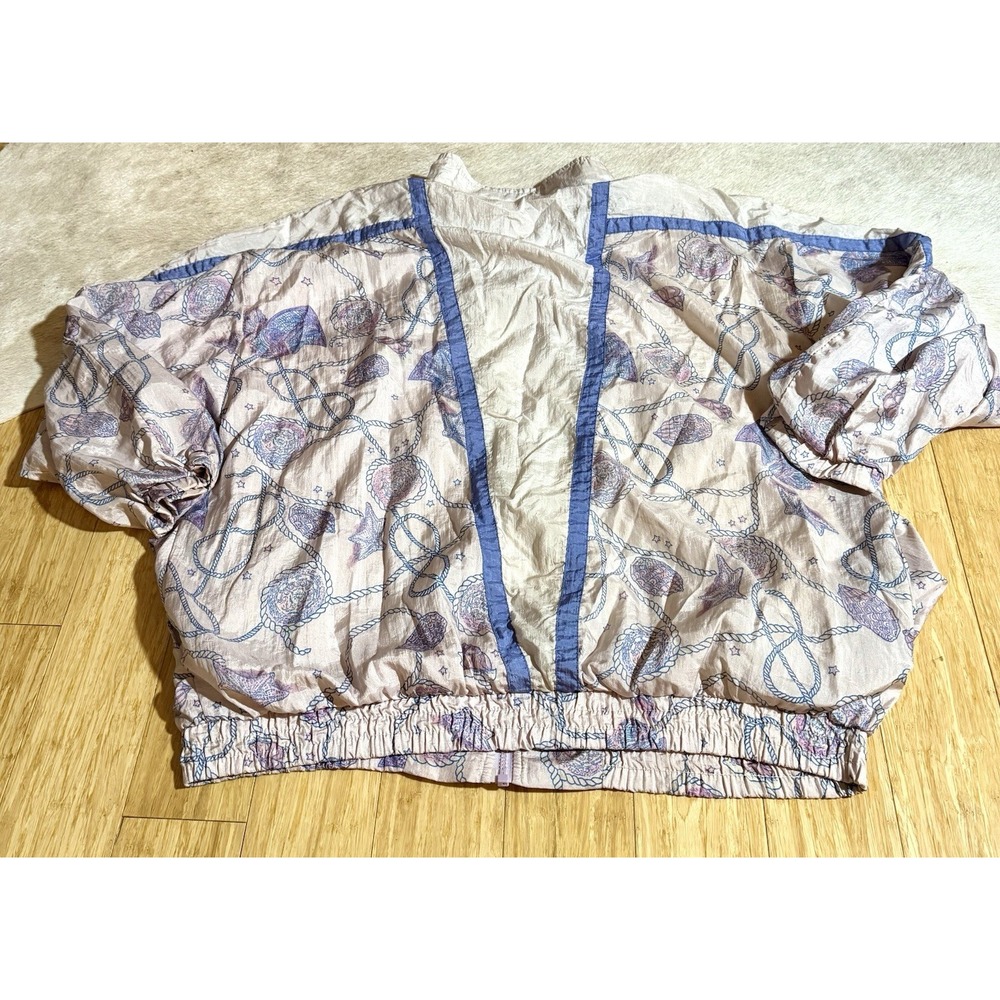 80s Pastel Color Block Windbreaker Track Jacket Vintage ADOLFO SPORT seashell XL - Picture 4 of 5